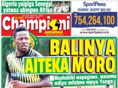 MUONEKANO WA UKURASA WA MBELE GAZETI LA CHAMPIONI JUMAMOSI