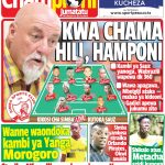 MUONEKANO WA UKURASA WA MBELE GAZETI LA CHAMPIONI JUMATATU