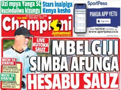 MUONEKANO WA UKURASA WA MBELE GAZETI LA CHAMPIONI JUMAMOSI