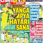 MUONEKANO WA UKURASA WA MBELE GAZETI LA CHAMPIONI JUMATATU