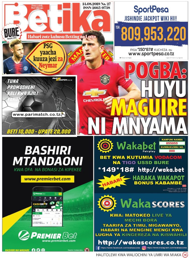 MUONEKANO WA UKURASA WA MBELE GAZETI LA BETIKA, LIPO MTAANI BURE KABISA