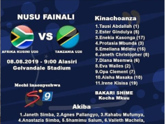 KIKOSI CHA TANZANITE KITAKACHOANZA LEO DHIDI YA AFRIKA KUSINI MICHUANO YA COSAFA