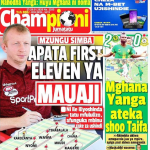 MUONEKANO WA GAZETI LA CHAMPIONI KATIKA UKURASA WA MBELE LEO JUMATATU