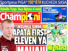 MUONEKANO WA GAZETI LA CHAMPIONI KATIKA UKURASA WA MBELE LEO JUMATATU