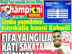 FIFA WATUA SIMBA, UKURASA WA MBELE WA CHAMPIONI LEO JUMAMOSI