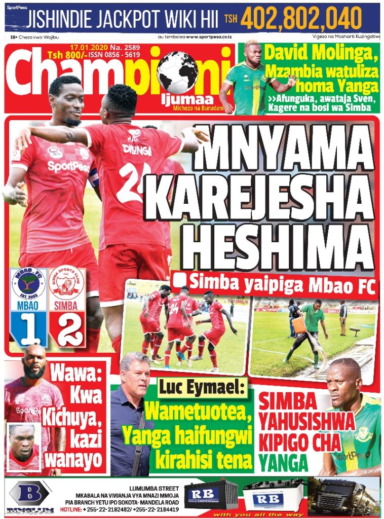 MNYAMA AREJESHA HESHIMA, ISHU YA MOLINGA HUKO YANGA PIA YANOGA, CHAMPIONI IJUMAA