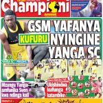 MUONEKANO WA UKURASA WA MBELE GAZETI LA CHAMPIONI JUMAMOSI
