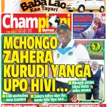UKURASA WA MBELE GAZETI LA CHAMPIONI IJUMAA, ISHU YA ZAHERA KURUDI YANGA NDANI