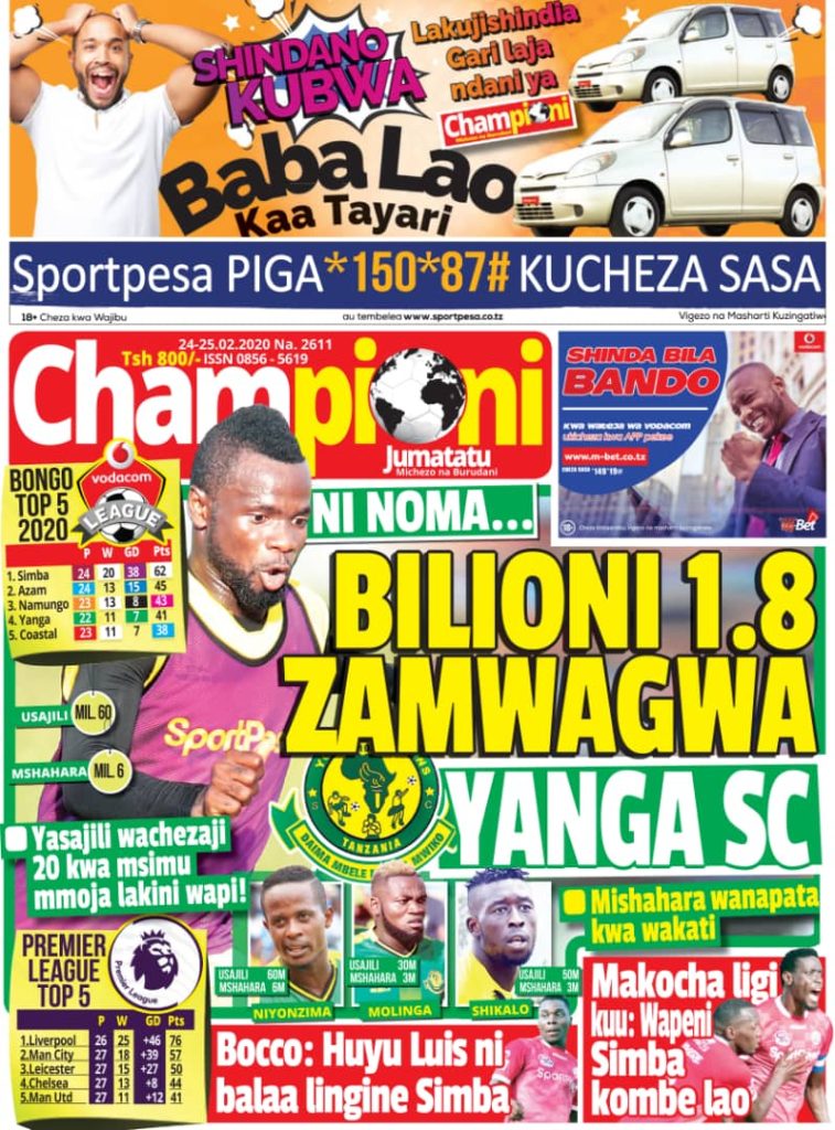 BILIONI ZATUMIKA HUKO YANGA, NDANI YA CHAMPIONI JUMATATU