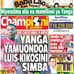 MUONEKANO WA UKURASA WA MBELE GAZETI LA CHAMPIONI JUMATANO