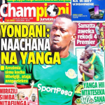 YONDANI KUITEMA YANGA, UKURASA WA MBELE WA GAZETI LA CHAMPIONI LEO JUMATATU