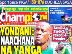 YONDANI KUITEMA YANGA, UKURASA WA MBELE WA GAZETI LA CHAMPIONI LEO JUMATATU