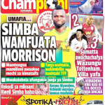 MUONEKANO WA UKURASA WA MBELE GAZETI LA CHAMPIONI JUMATATU