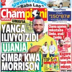 MUONEKANO WA UKURASA WA MBELE GAZETI LA CHAMPIONI JUMATATU