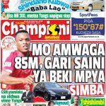 MUONEKANO WA UKURASA WA MBELE GAZETI LA CHAMPIONI JUMAMOSI