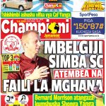 MUONEKANO WA UKURASA WA MBELE GAZETI LA CHAMPIONI JUMAMOSI