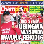 MUONEKANO WA UKURASA WA MBELE GAZETI LA CHAMPIONI JUMATATU