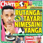 MUONEKANO WA UKURASA WA MBELE GAZETI LA CHAMPIONI JUMATANO