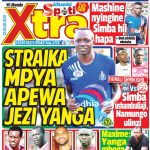 MUONEKANO WA UKURASA WA MBELE GAZETI LA SPOTI XTRA JUMAPILI