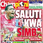 MUONEKANO WA UKURASA WA MBELE GAZETI LA CHAMPIONI JUMATATU