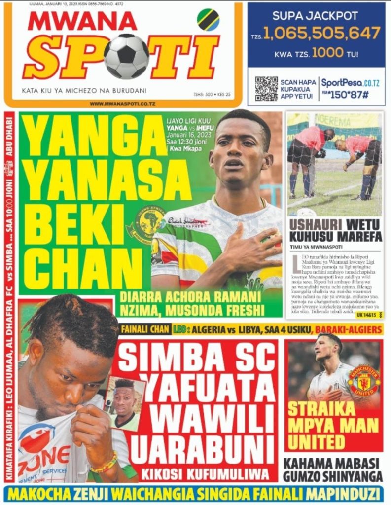 Gazeti la Mwanaspoti la leo