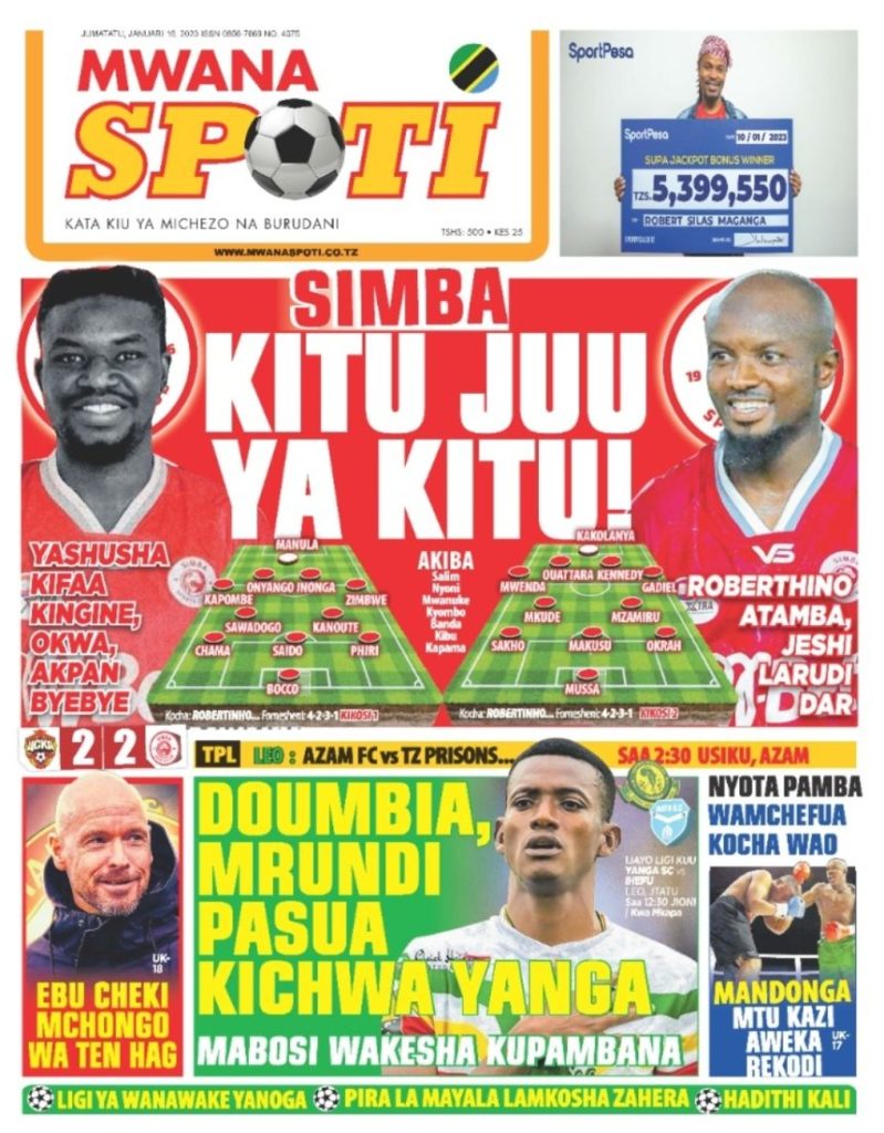 Gazeti la MwanaSpoti la leo