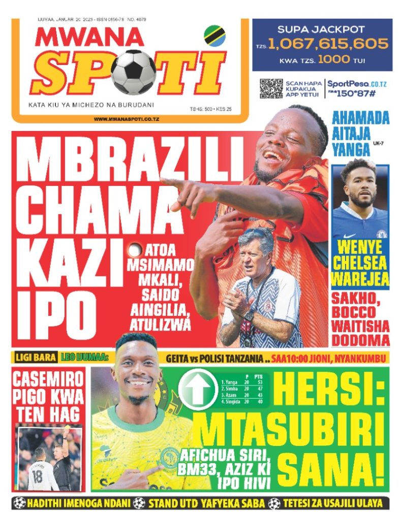 Gazeti la MwanaSpoti la leo