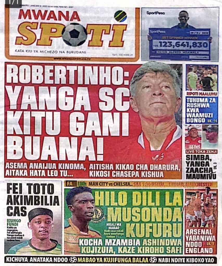 Gazeti la Mwanaspoti la leo