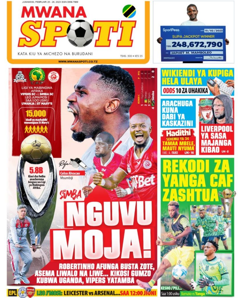 Gazeti la MwanaSpoti la leo