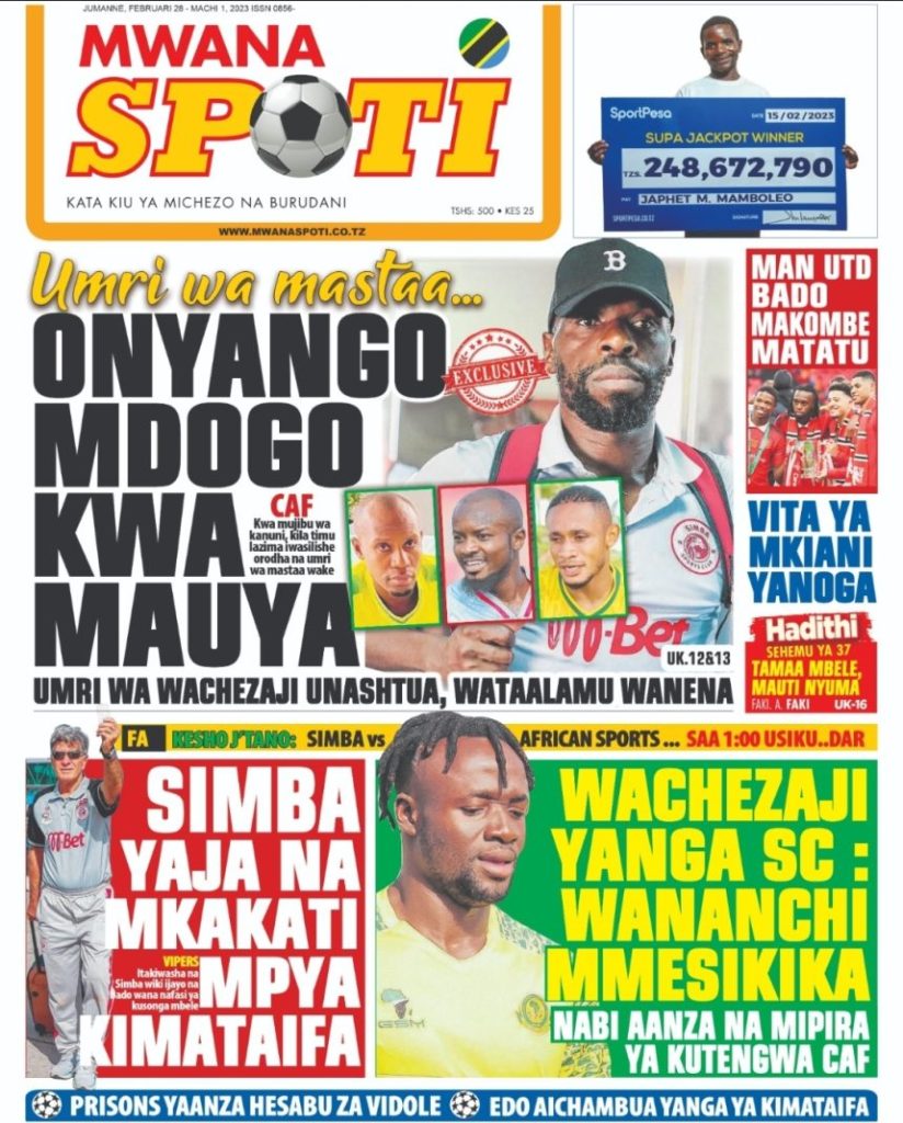 Gazeti la MwanaSpoti la leo