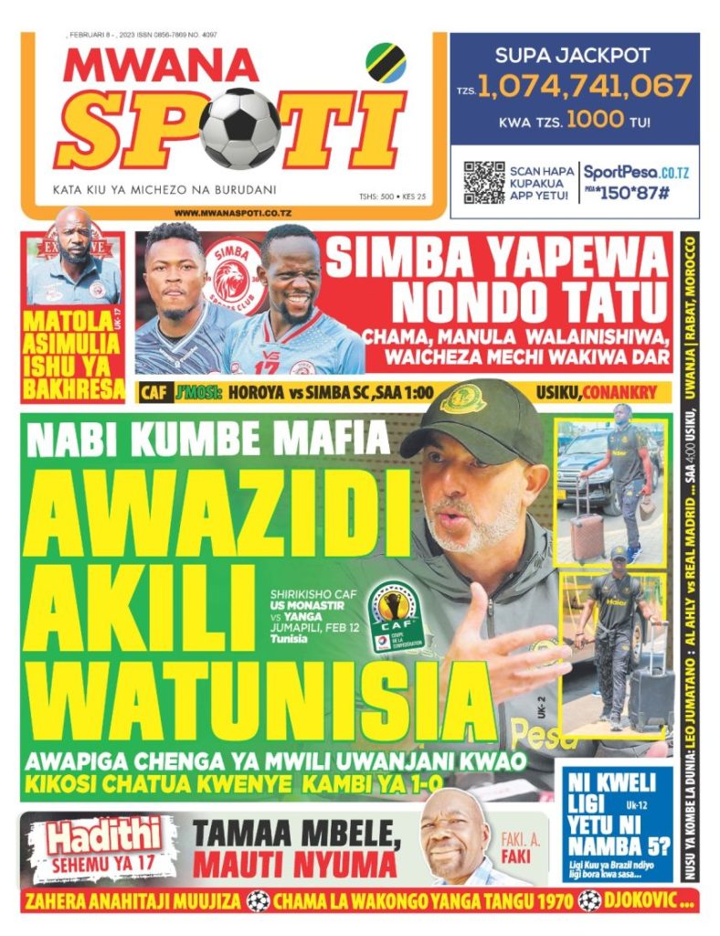 Gazeti la Mwanaspoti la leo
