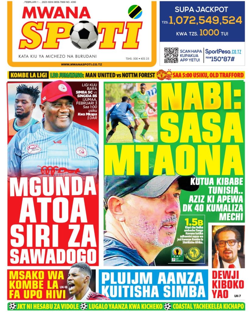 Gazeti la MwanaSpoti la leo Jumatano
