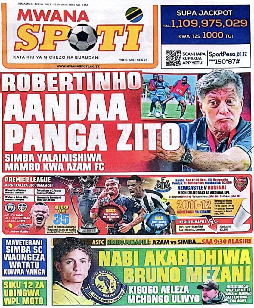 Gazeti la MwanaSpoti la leo