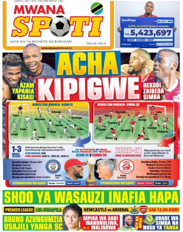 Gazeti la Mwanaspoti la leo