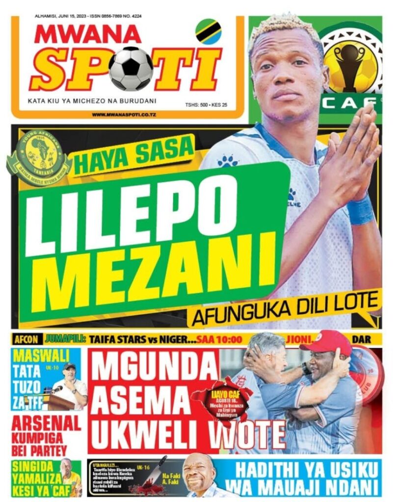 Gazeti la Mwanaspoti la leo