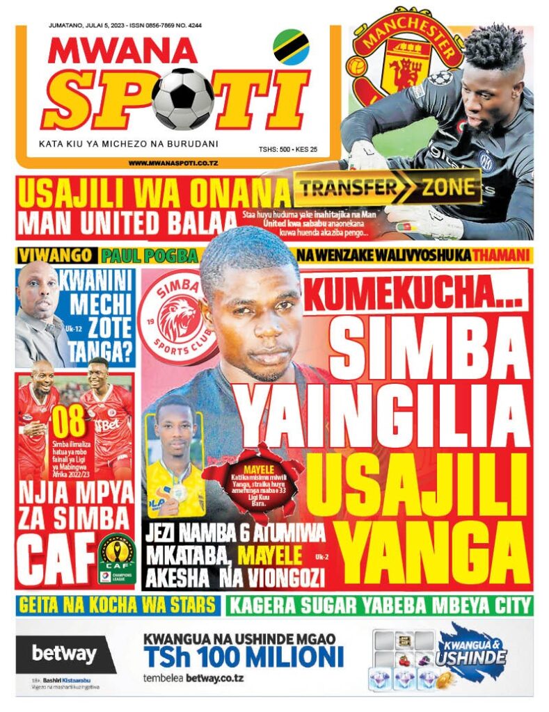 Gazeti la Mwanaspoti leo