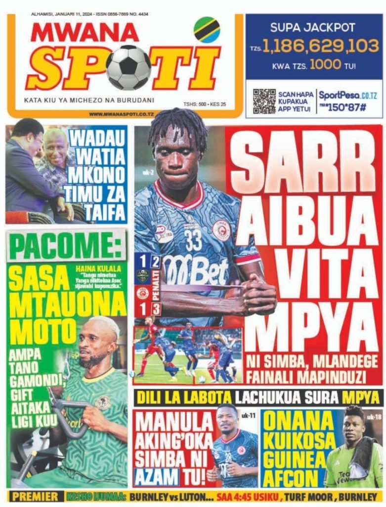 Gazeti la Mwanaspoti la leo