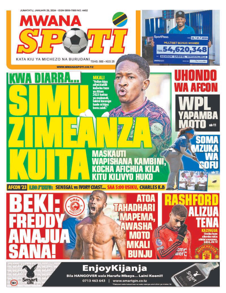 Gazeti la Mwanaspoti la leo