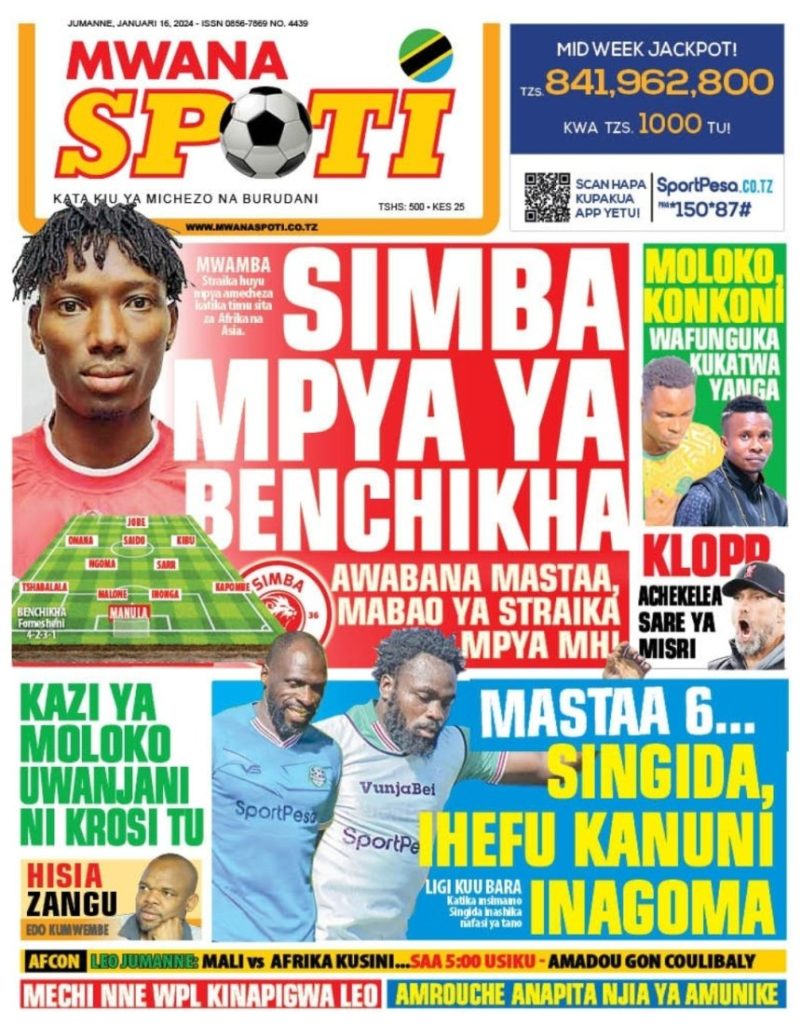 Gazeti la MwanaSpoti la leo